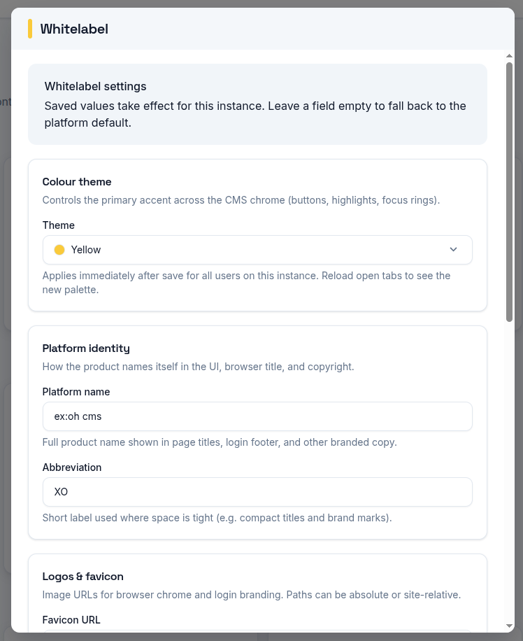 Whitelabel admin panel